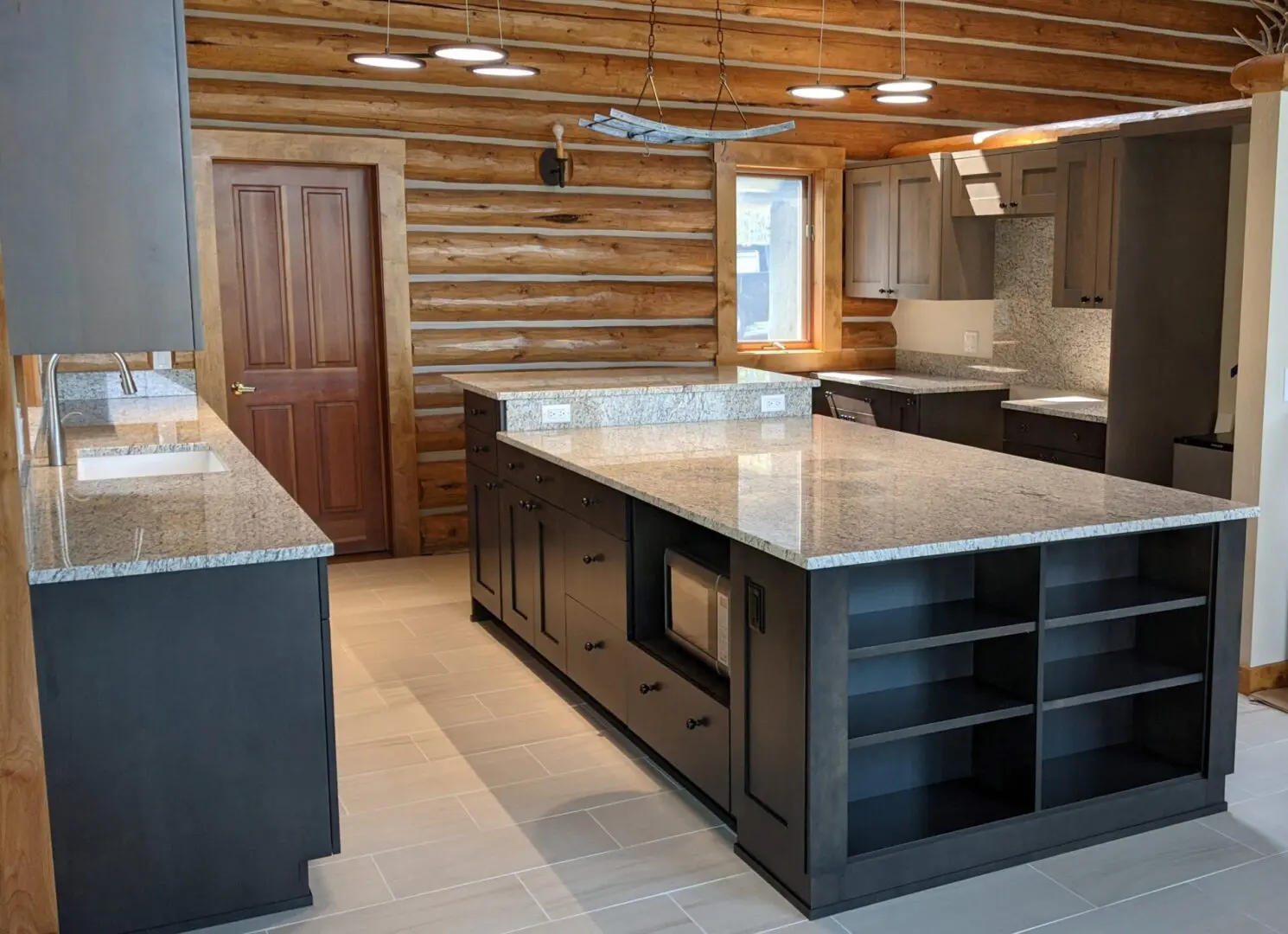 A spacious kitchen area