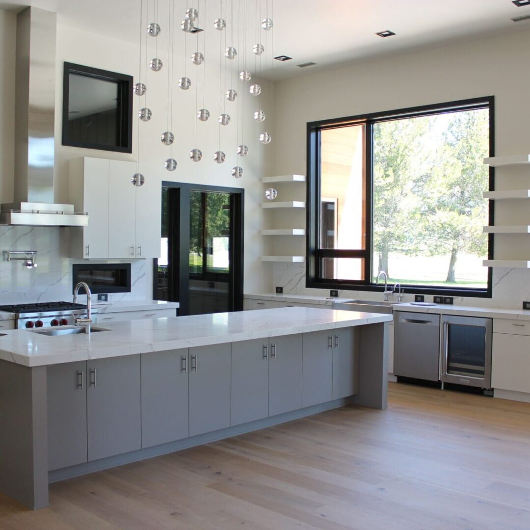 A modern and spacious kitchen area